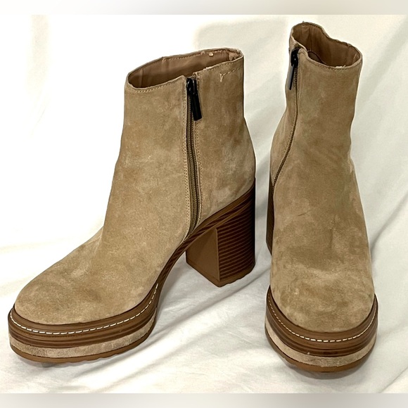 Steve Madden Suede Leather Platform Heeled Ankle Booties Size 9 - Picture 12 of 12